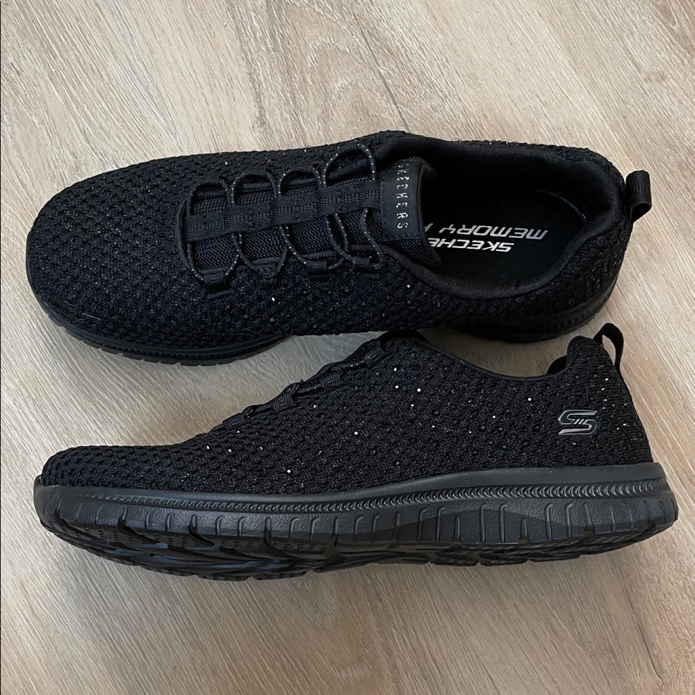 BRAND NEW Skechers Black Knit Sneakers